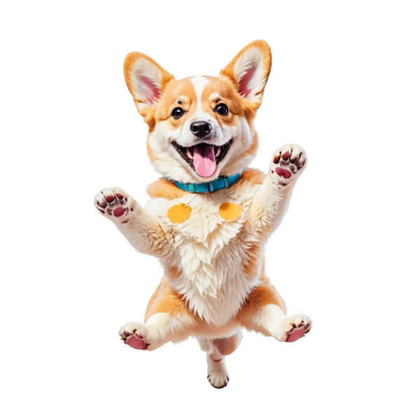 The dog jumping with confetti