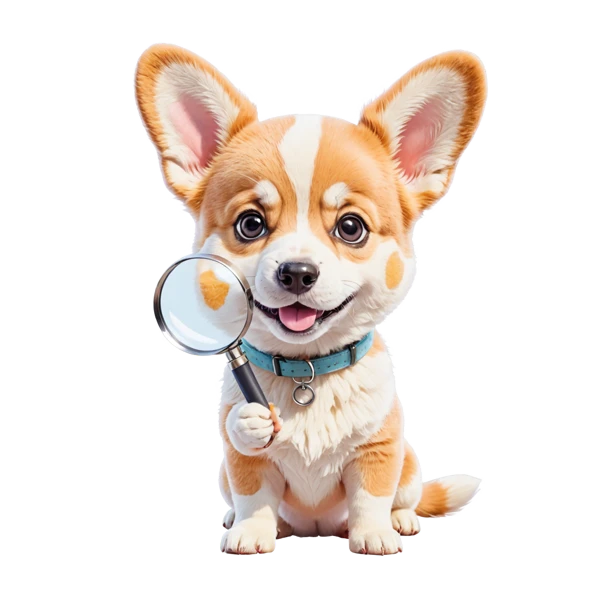 The dog holding a magnifying glass