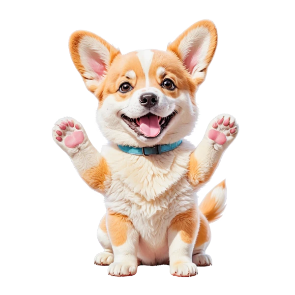 The dog waving hello