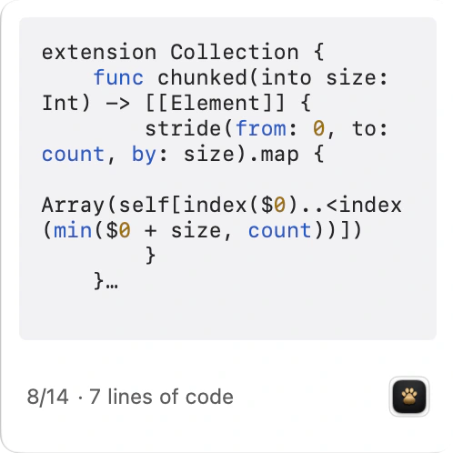 Code card with syntax colors