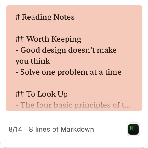 Markdown card